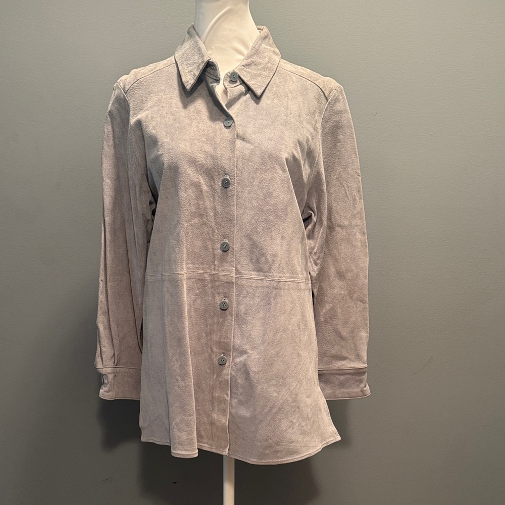 NWT Territories Women’s Suede Blue Button-Up Jacket - Size L